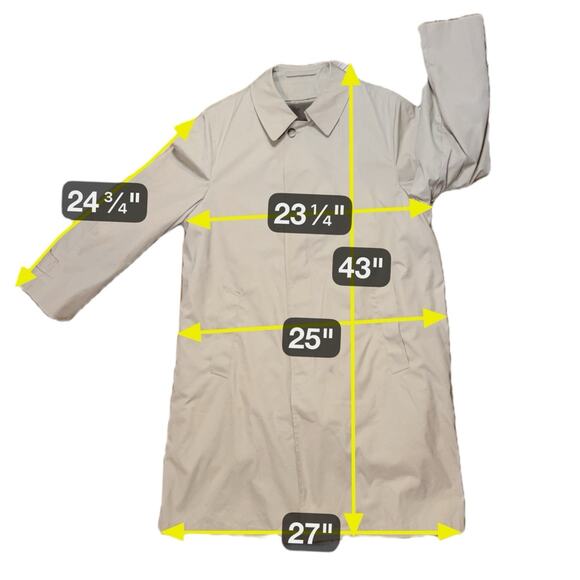 VTG Botany 500 Trench Rain Coat Mens Beige Zip Out Borg Lining Jacket USA 42R - Picture 9 of 11